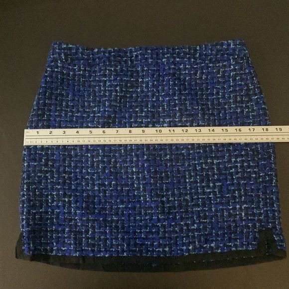 J. Crew mini skirt Shirttail Mini piped tweed blue and light blue cotton wool 4 - Picture 14 of 15